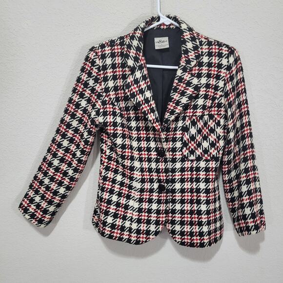 Hillard & Hanson Jackets & Blazers - Hillard and Hanson Blazer Womens 6 Plaid Fitted Made in USA Casual Office Short